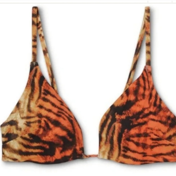 "Shade & Shore" Tiger Print Underwire Bikini Top Size 38D NWOT - Picture 3 of 8